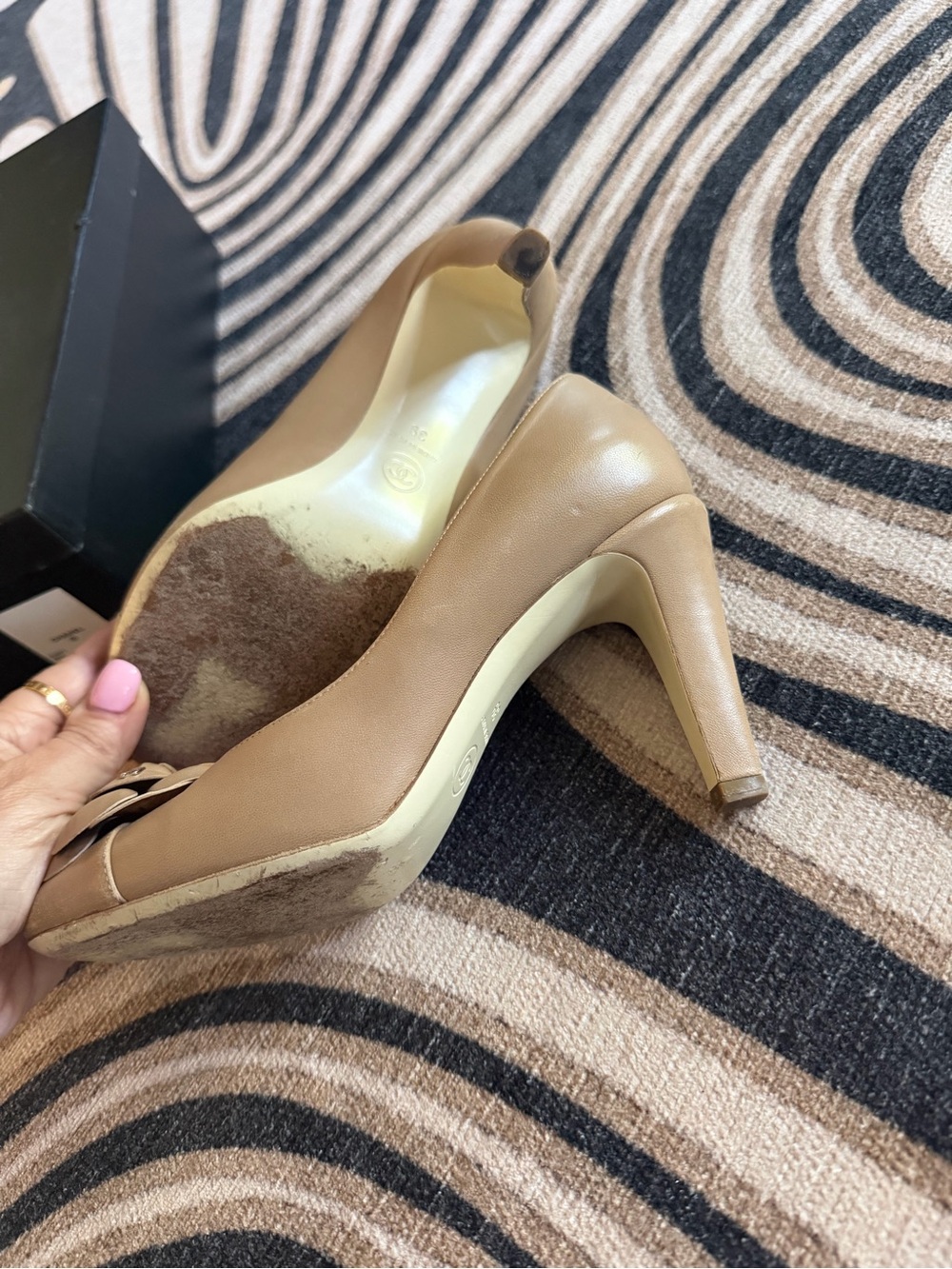 CHANEL Beige Leather Camellia Pump Heels - Picture 2 of 7